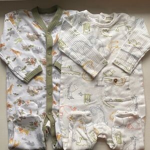 Kids Animal Print One Piece Set - Green and White